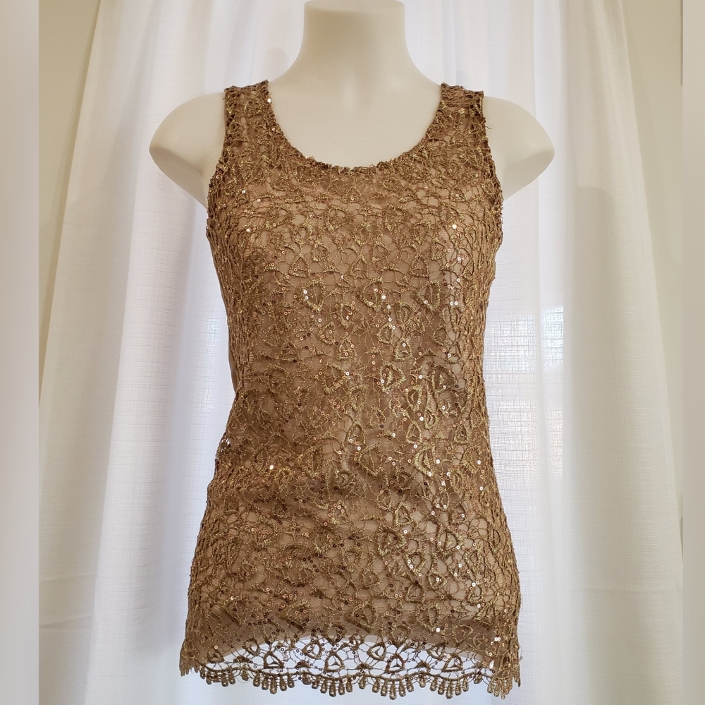 Sleeveless Round Neck Sequin Tank Top